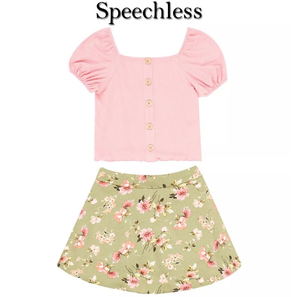 Speechless Button Front Top and Floral Skirt Set Size 16 NWT